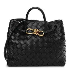 Bottega Veneta Small Intrecciato Andiamo Shoulder Bag Black Nappa Leather Gold Hardware
