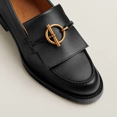 HERMES Impact Black Loafers