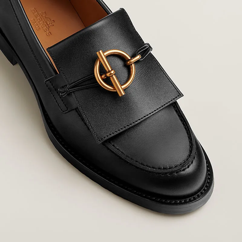 HERMES Impact Black Loafers