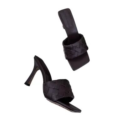 Bottega Veneta Parco Mule In Chocolate Brown Intrecciato Leather Mule (Heel Height 9cm)