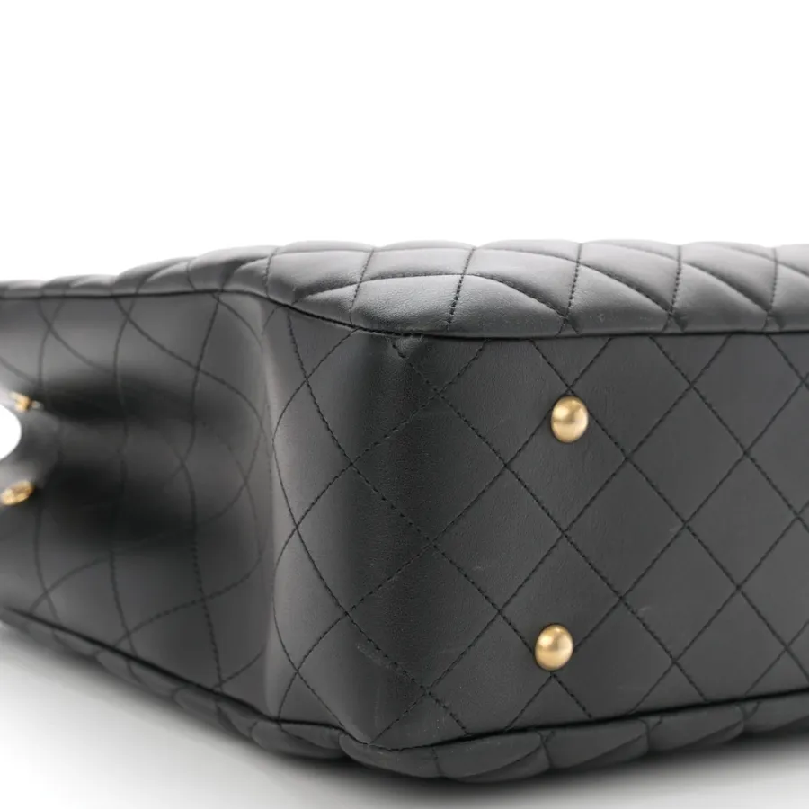 Chanel Classic Shopping Tote Large Black Quilted Calfskin Leather Gold Hardware