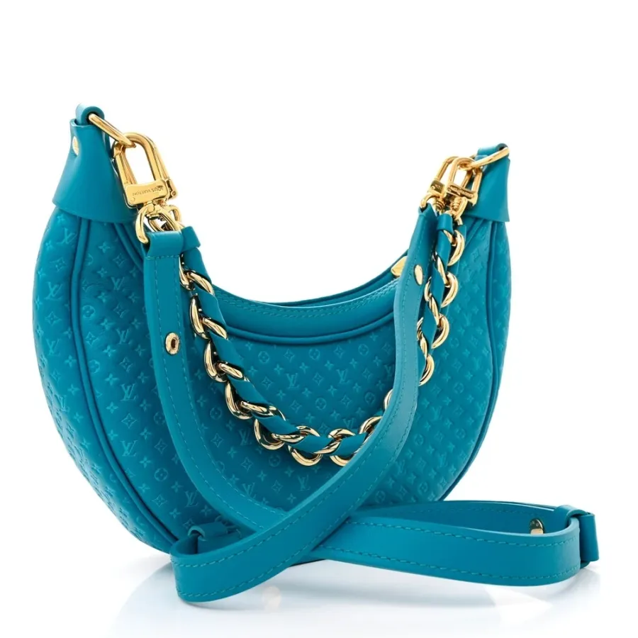 Louis Vuitton Loop PM Blue Nanogram Embossed Calfskin Leather Gold Hardware