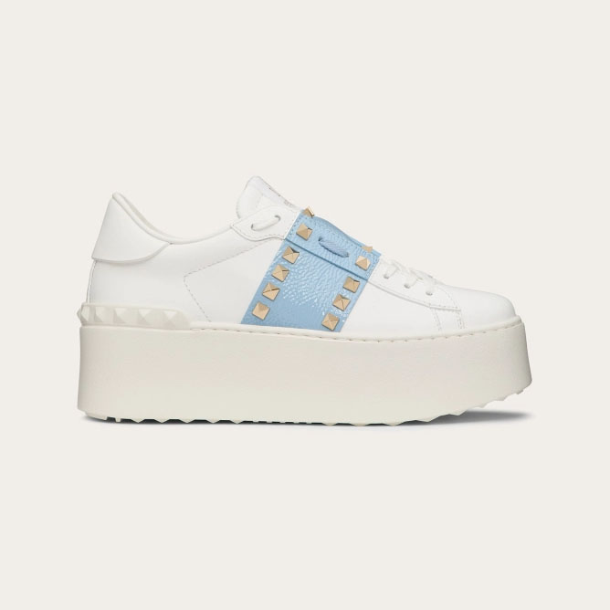 VALENTINO Tênis plataforma femininos em couro de bezerro