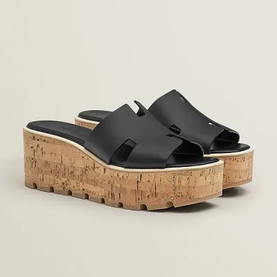 HERMES Eze Wedges and heels Slippers High-heeled slippers Black High Heels Sandal
