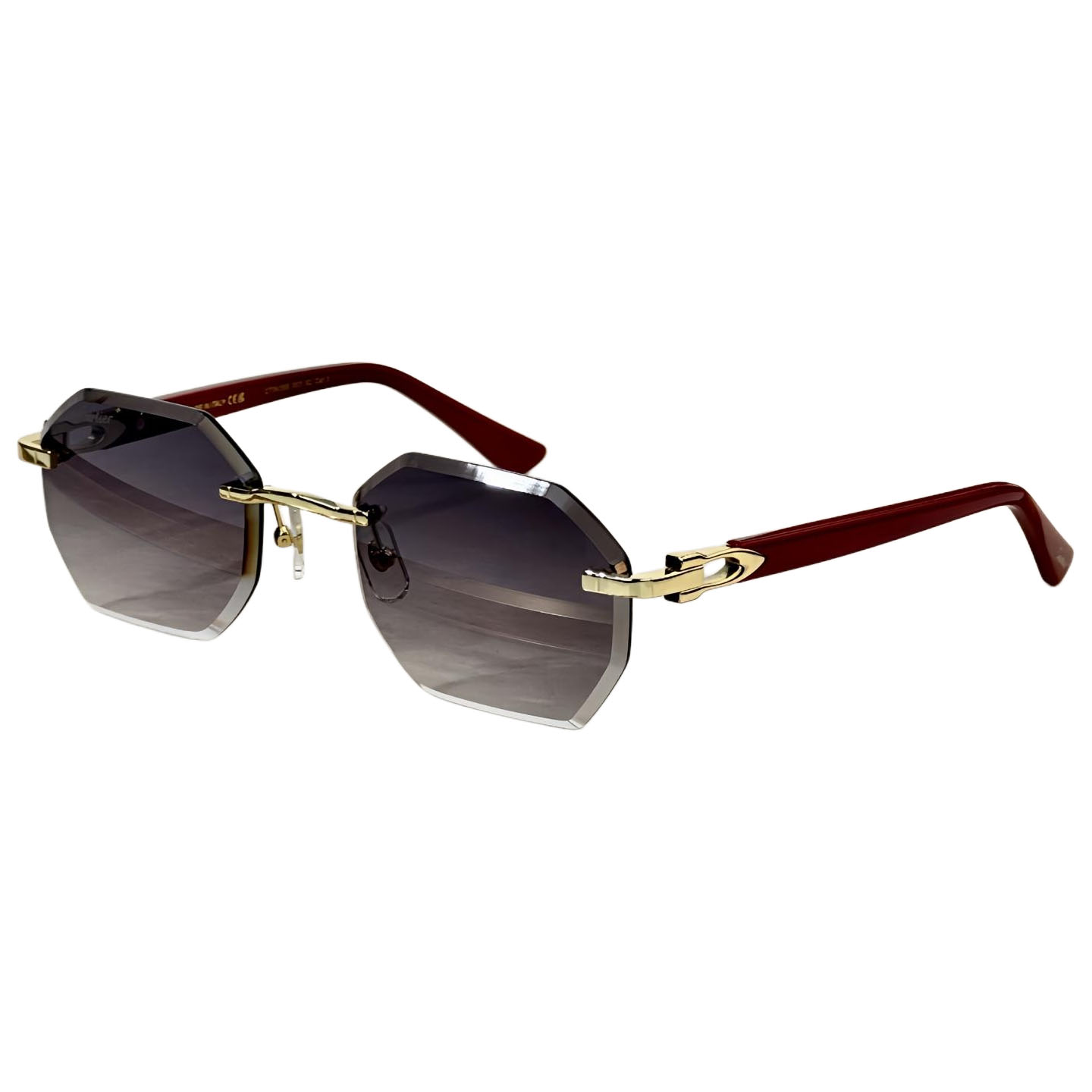 Óculos Cartier armação quadrada dourado vermelho/prata vermelho/verde/vermelho Tamanho 57-21-145