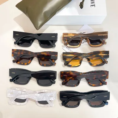 Loewe square frame glasses leopard brown/tawny/black silver/leopard gold/leopard black/black brown/black/milky white color Size 56口18-145