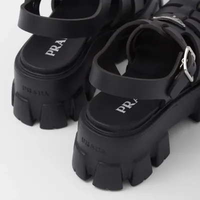 PRADA Black rubber Monolith sandals