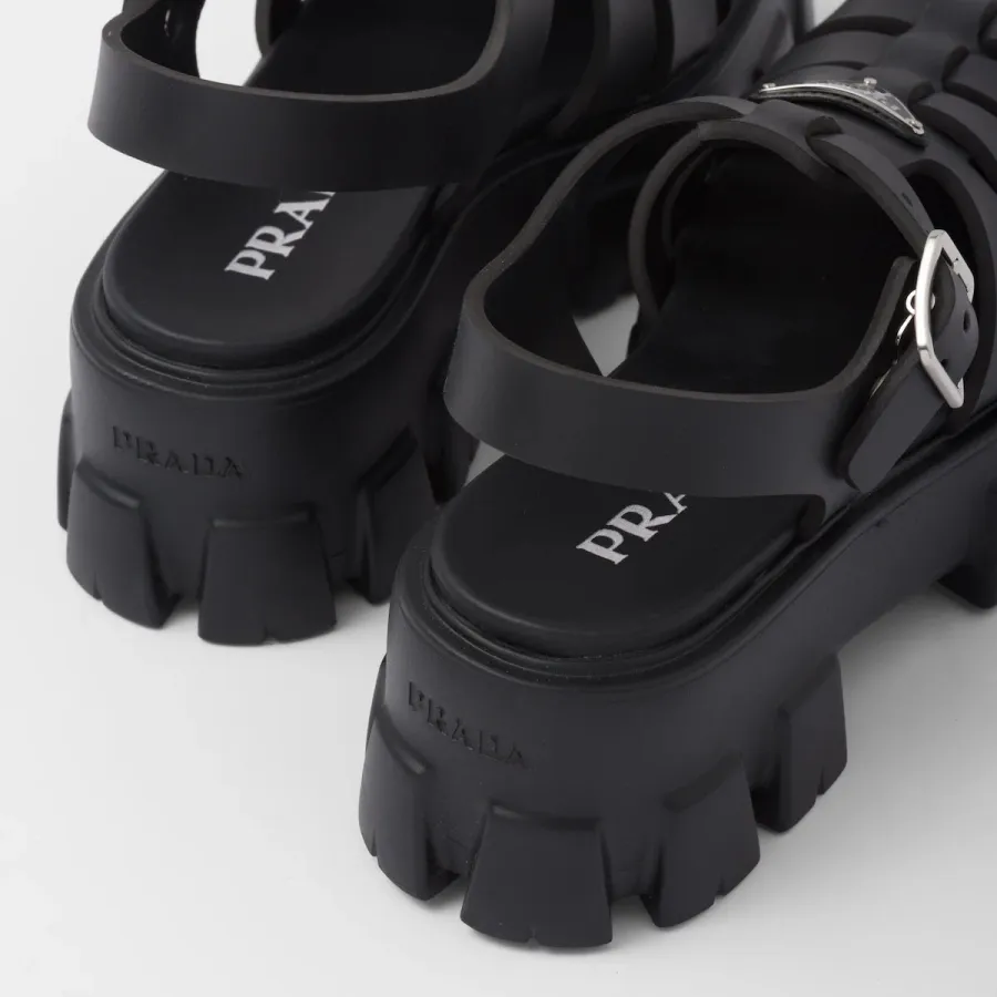 PRADA Black rubber Monolith sandals