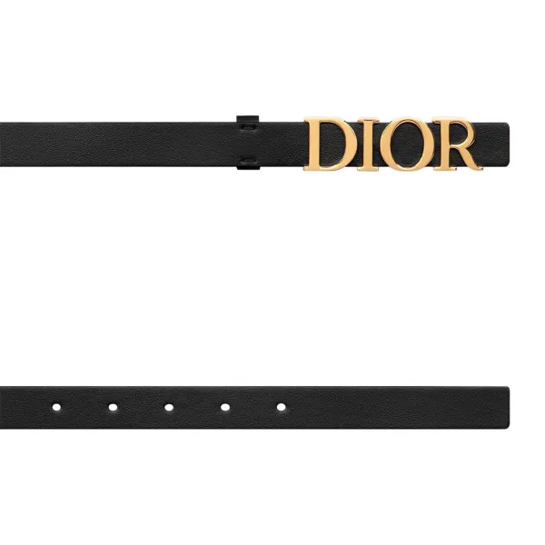 Dior Women' s DIOR Buckle D-Dream Belt In Black/White Calfskin With Gold/Silver Hardware 20mm - Image 3