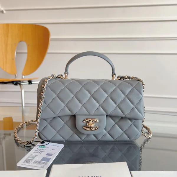 Chanel Grey / Black Mini CF Handle Bag - Image 2