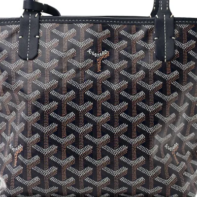 Goyard Reversible Mini Anjou Tote Navy Goyardine Canvas