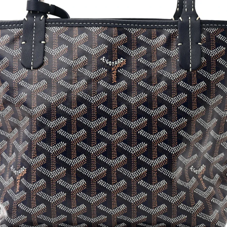Goyard Reversible Mini Anjou Tote Navy Goyardine Canvas