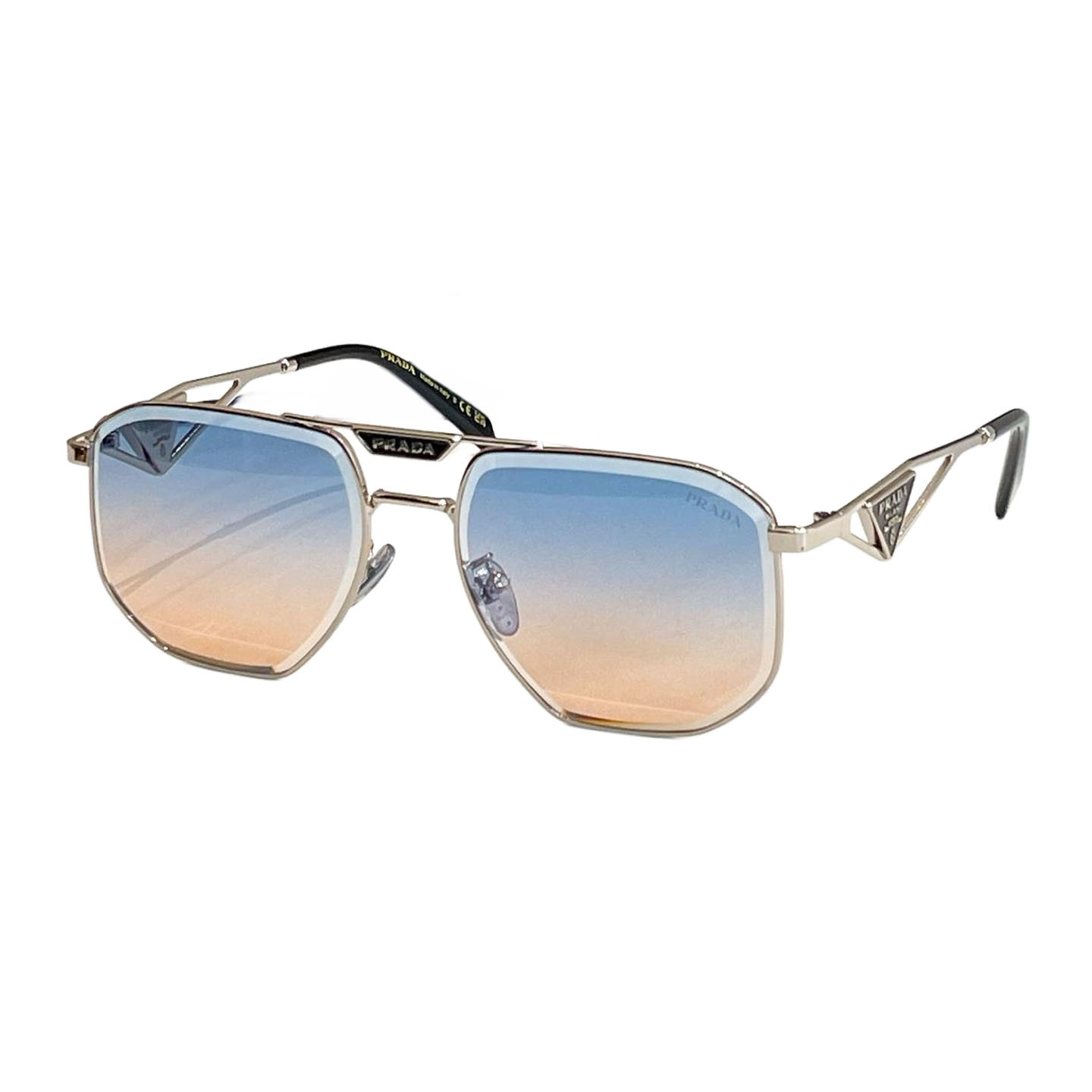 Óculos Aviator Prada azul-laranja/berinjela/marrom/fulvo/preto Tamanho 59口18-145