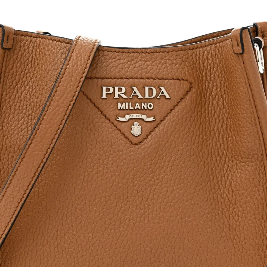 Prada Mini Hobo Messenger Bag Caramel Vitello Daino Leather