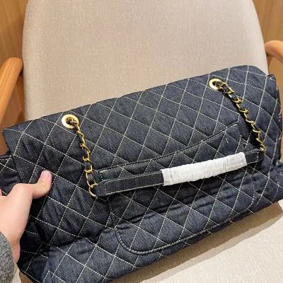 Chanel Denim color / Black Tote Bags 45cm Shoulder Bags