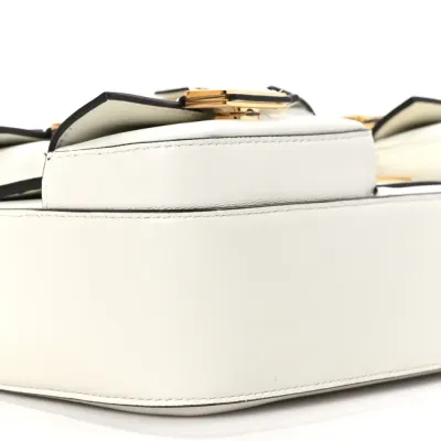 Fendi Multipocket Baguette White Ice Shiny Nappa Leather Gold Hardware
