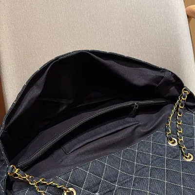 Chanel Denim color / Black Tote Bags 45cm Shoulder Bags
