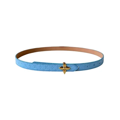 Louis Vuitton Women's Flowergram Reversible Belt In Black/White/Blue Monogram Reverse Canvas With Gold/Silver Hardware 20mm