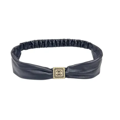 Chanel Women's Elastic Belt In Black/White Calfskin With Gold/Silver Hardware 50mm