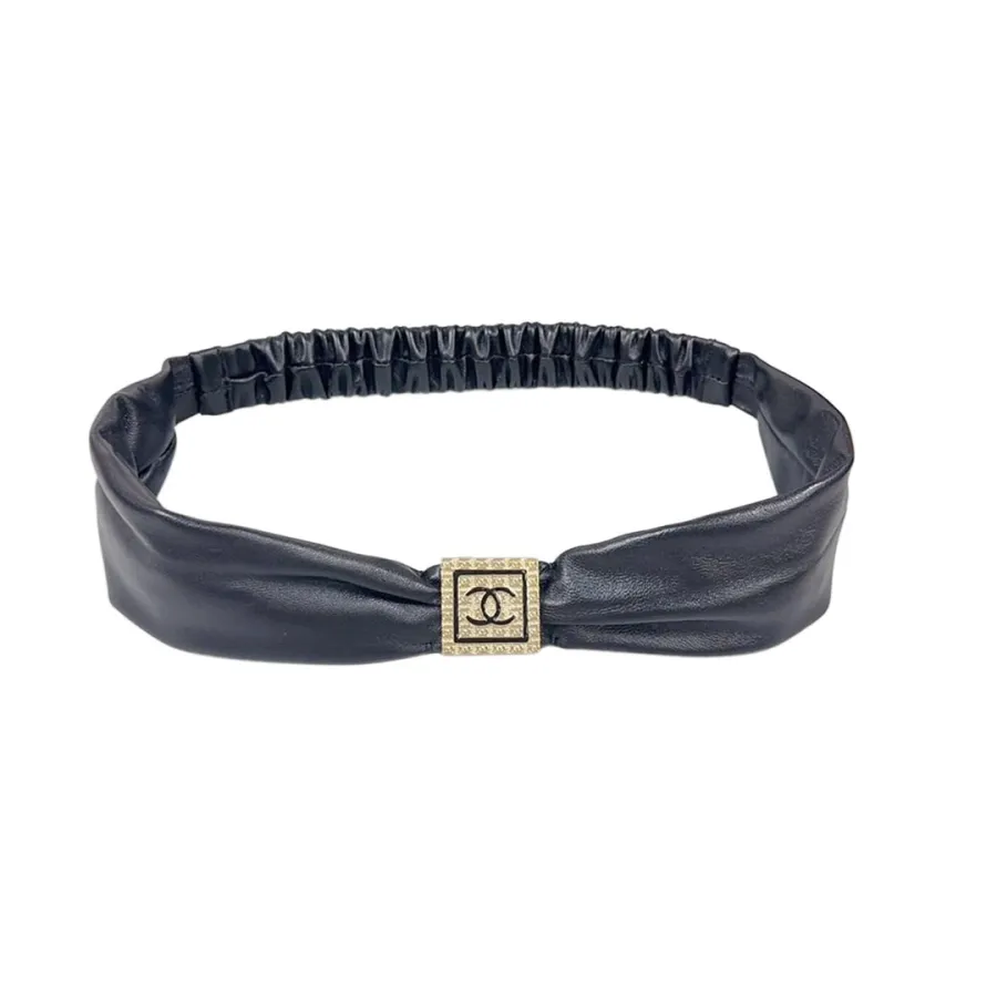 Chanel Women's Elastic Belt In Black/White Calfskin With Gold/Silver Hardware 50mm