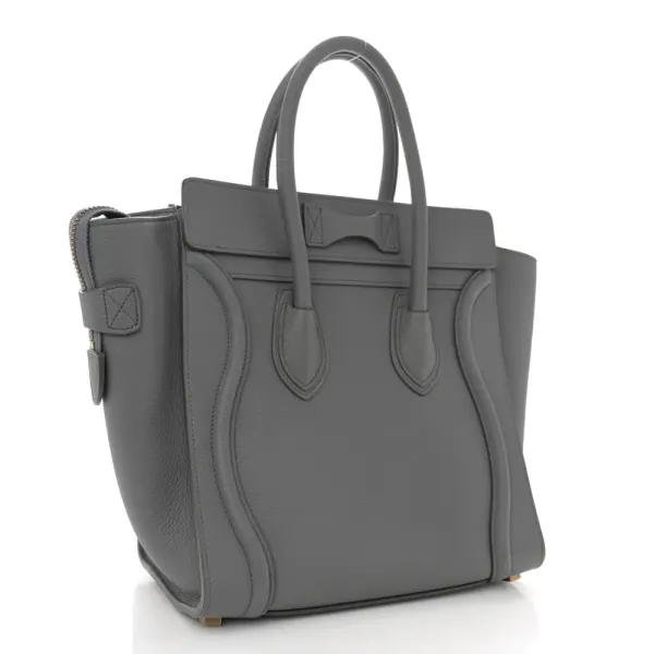 Celine Micro Luggage Kohl Baby Drummed Calfskin Leather Gold Hardware - Image 2