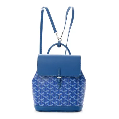 Goyard Mini Alpin Backpack Sky Blue Goyardine Canvas Silver Hardware