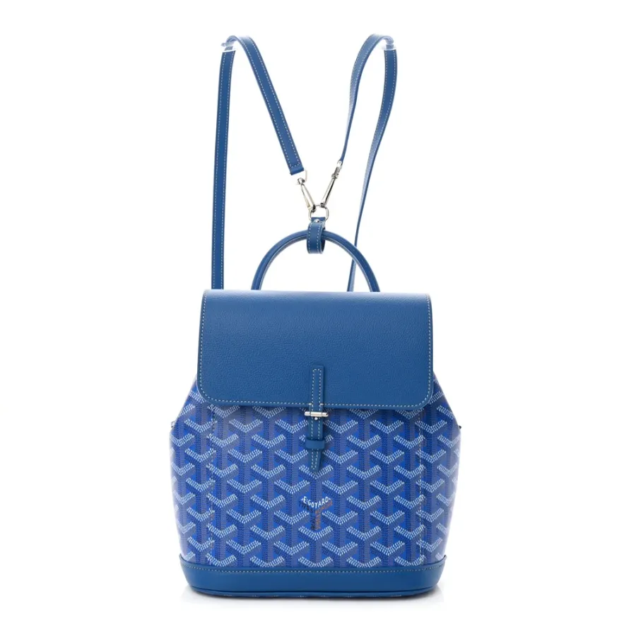 Goyard Mini Alpin Backpack Sky Blue Goyardine Canvas Silver Hardware