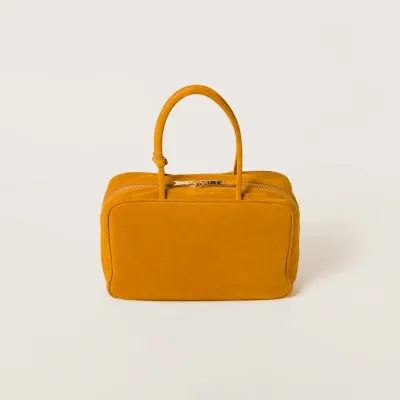Miu Miu Beau Suede Leather Yellow Top-Handle Bags