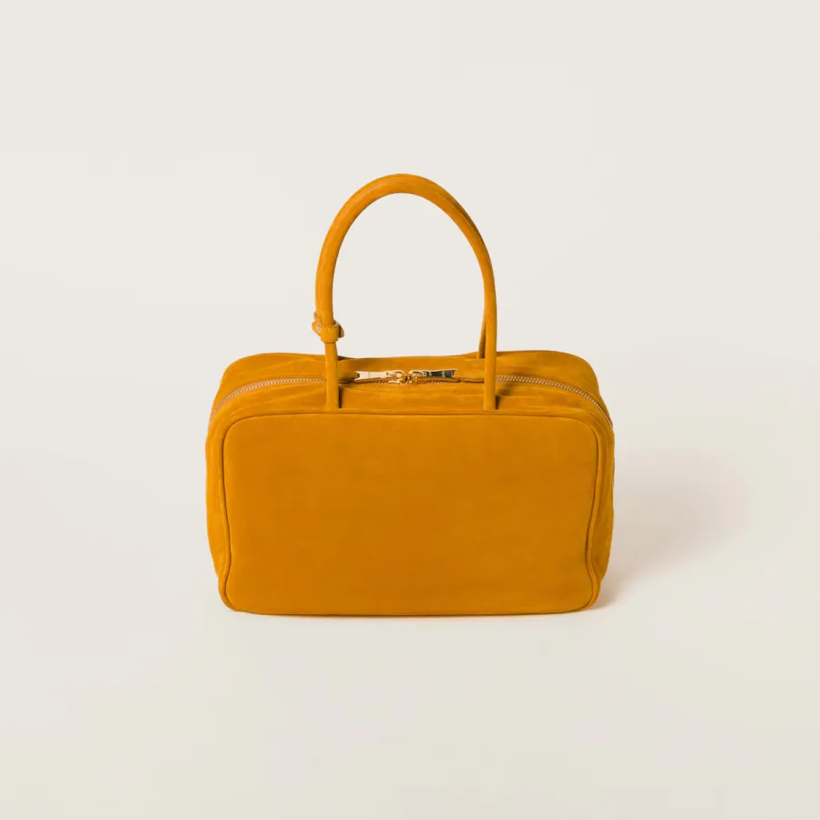 Miu Miu Beau Suede Leather Yellow Top-Handle Bags