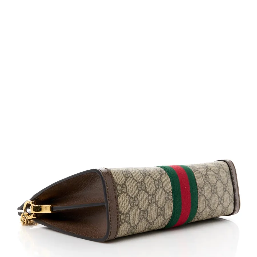 Gucci Small Web Ophidia Chain Shoulder Bag Beige/Brown GG Supreme Monogram Canvas Gold Hardware