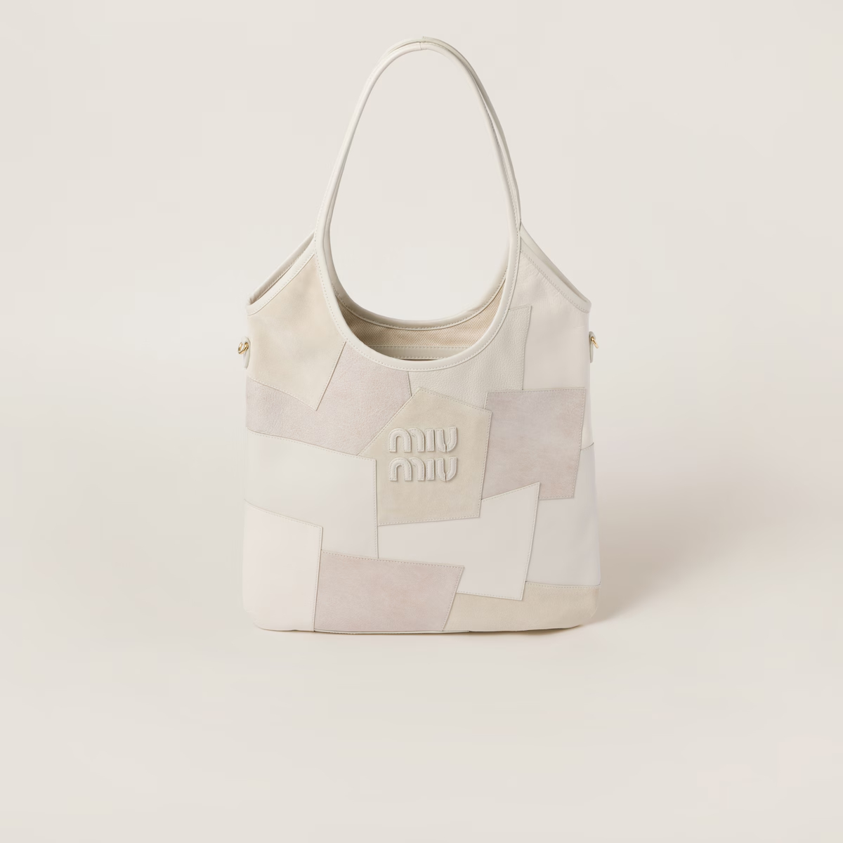 Miu Miu IVY Calfskin Leather Suede splicing Hobo white Tote Bags