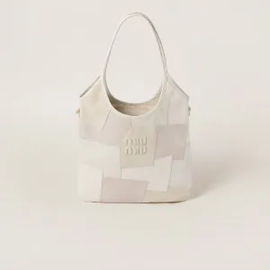 Miu Miu IVY Calfskin Leather Suede splicing Hobo white Tote Bags