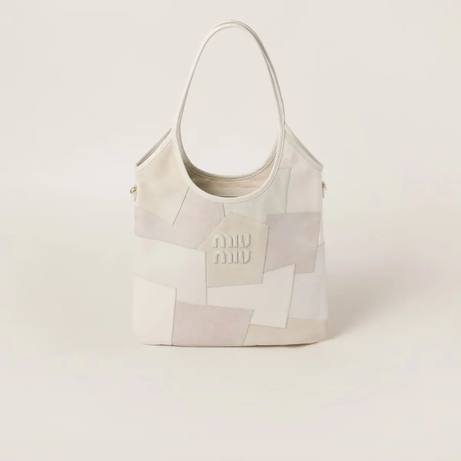 Miu Miu IVY Calfskin Leather Suede splicing Hobo white Tote Bags