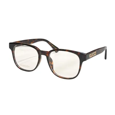 Gucci Wayfarer glasses black/leopard/brown/pale orange color transparent lens Size 52口18-145