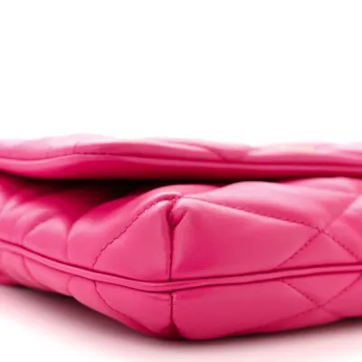 Saint Laurent Medium Le 57 Shoulder Bag Lipstick Fuchsia Diamond Quilted Lambskin Leather Aged Gold Hardware