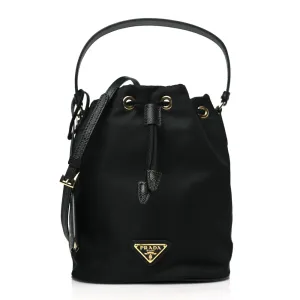 Prada Mini Re-Edition 1978 Bucket Bag Black Re-Nylon & Saffiano Leather Gold Hardware