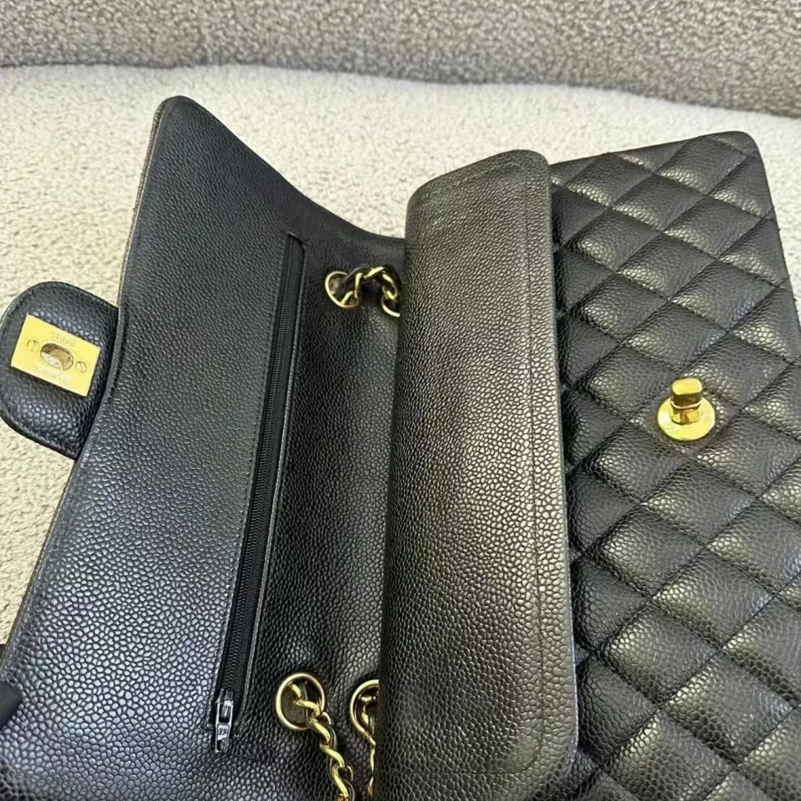 Chanel Double Flap Caviar Black Designer Handbags photo review