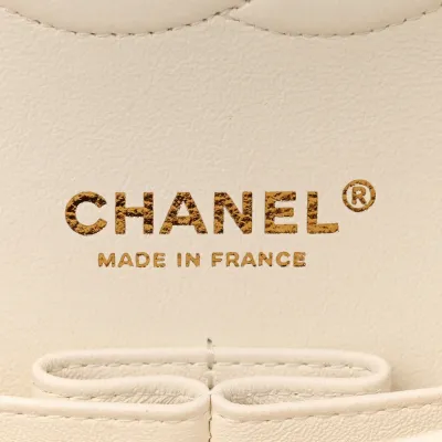 Chanel Double Flap Medium White Quilted Caviar Leather