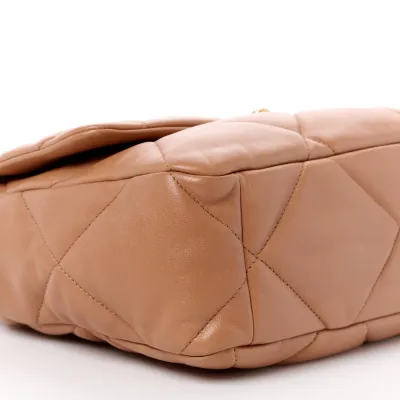 Grade Chanel 19 Brown Lambskin Handbag