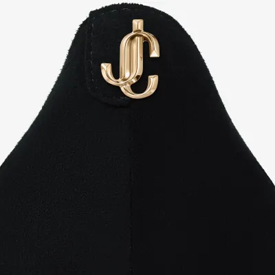 JIMMY CHOO JC logo buttoned black Velvet fabric pointy heels