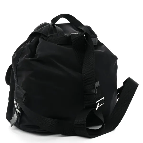Prada Medium Backpack Black Re-Nylon & Saffiano Leather Silver Hardware - Image 3