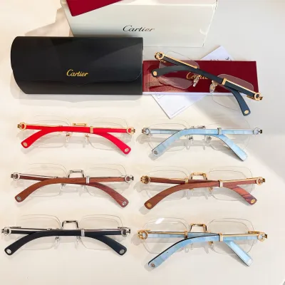 Cartier square frame glasses black blue/brown gold/red gold/black gold/black silver/brown silver color Size 59口15-140