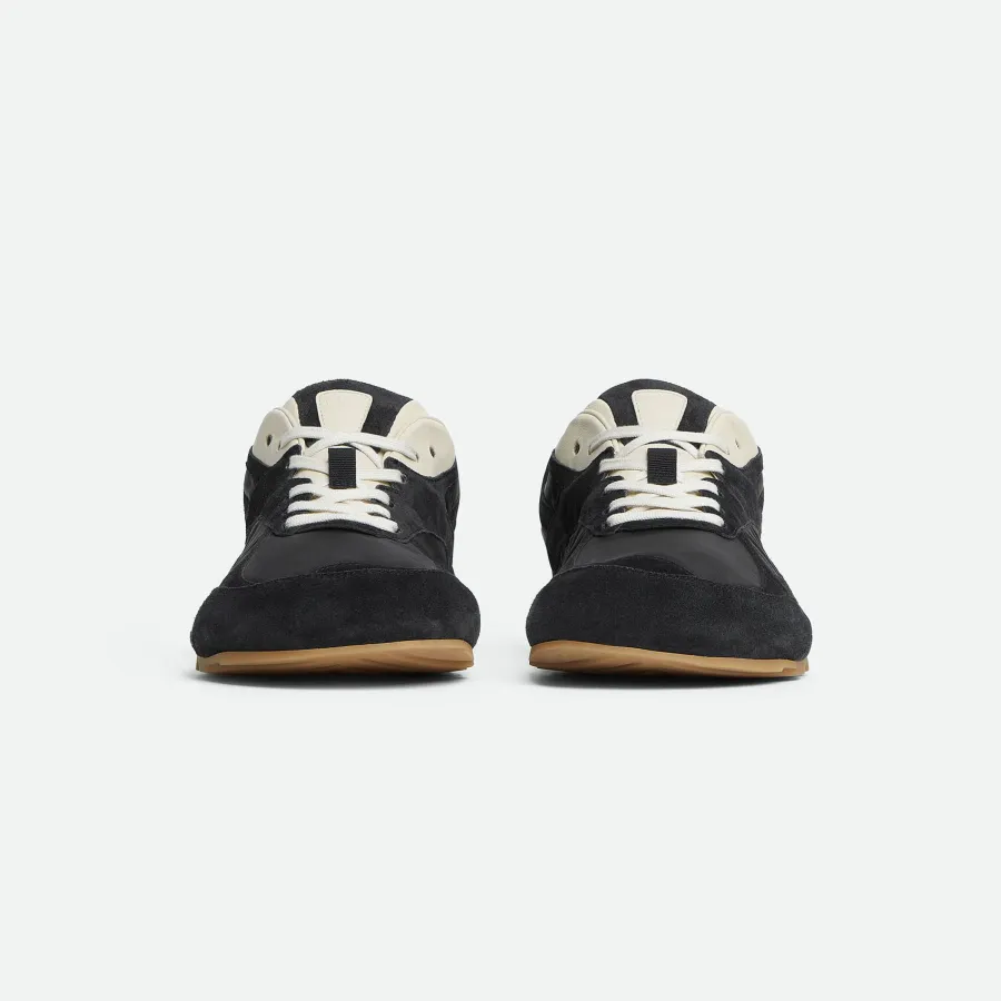 Bottega Veneta Orbit Flash Sneakers In Black Suede And Nylon Lace-Up Sneaker With Leather Trims