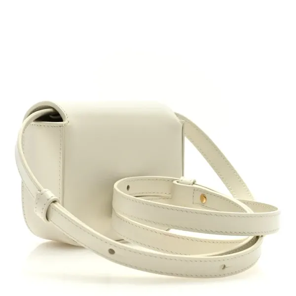 Celine Mini Triomphe Bag White Shiny Calfskin Leather Gold Hardware - Image 3