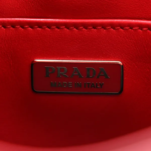 Prada Medium Cleo Shoulder Bag Scarlatto/Black Spazzolato Leather Silver Hardware - Image 2
