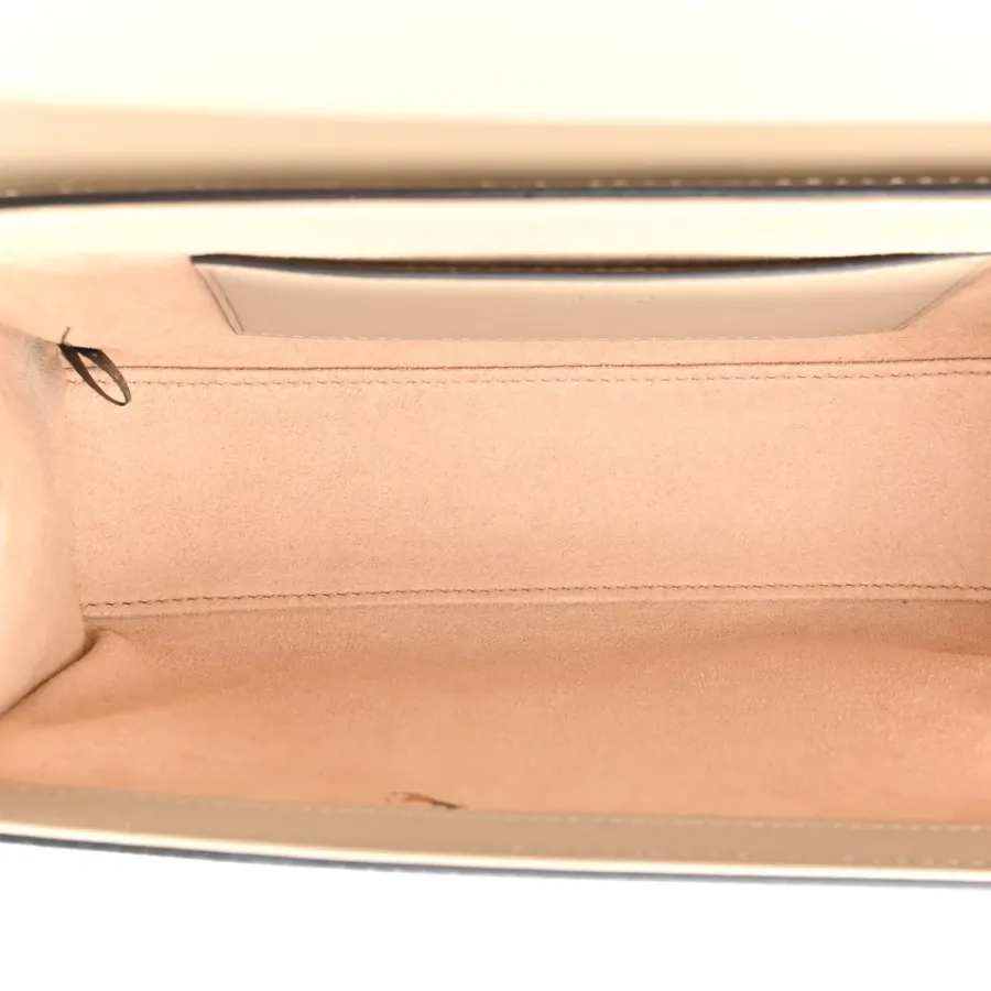 Gucci Small Padlock Chain Shoulder Bag Beige / Mystic White / Oatmeal GG Supreme Monogram Canvas & Textured Dollar Calfskin Leather Gold Hardware