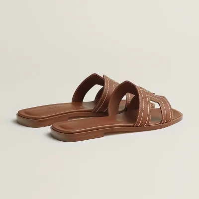 HERMES Oran Brown Slippers