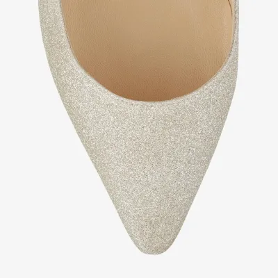 JIMMY CHOO Gold micro-shimmer pointed heels