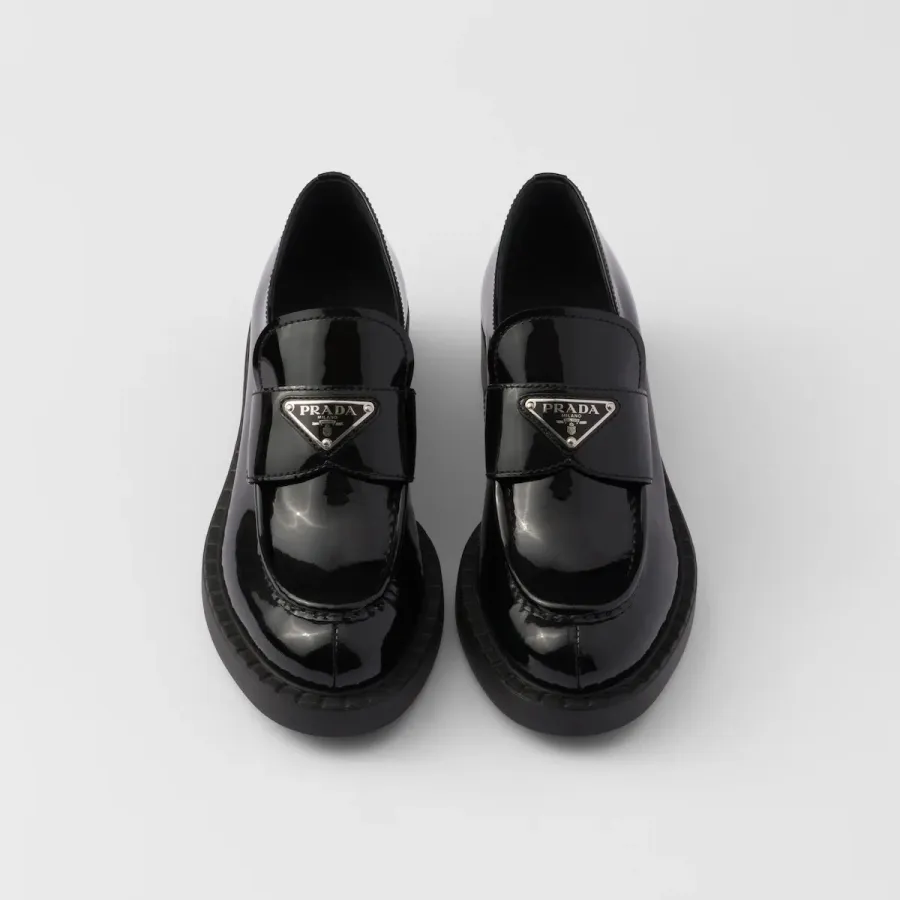 PRADA Black Chocolate patent leather loafers