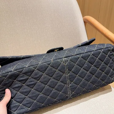 Chanel Denim color / Black Tote Bags 45cm Shoulder Bags
